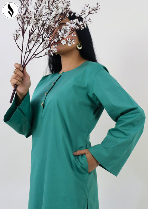 NZSC-1512 Stiched 2 Piece Green Co Ord Set Cotton